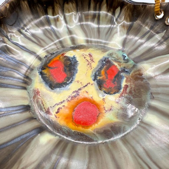 Likely Carstens Bowl West Germany Art Pottery Lava Glaze w Wicker Handles - Picture 12 of 13